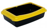 Туалет с желтым бортиком для кошек черный Шурум-бурум пластик 40х29х14см